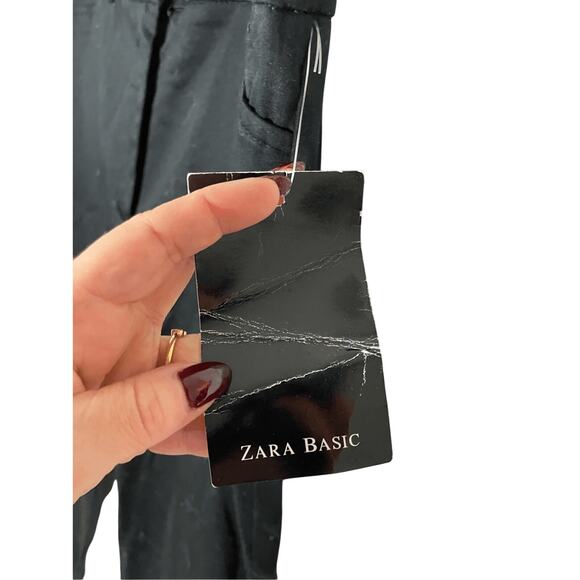 NWT Zara Women's Cotton Black MidRise Career Wear Dress Slacks Sz 10 Business - Picture 2 of 7